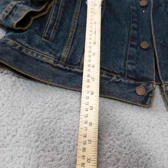 Levis Jacket Mens XL Denim Jean Button Up Dark Wash Trucker Biker Work Cotton - Picture 8 of 8